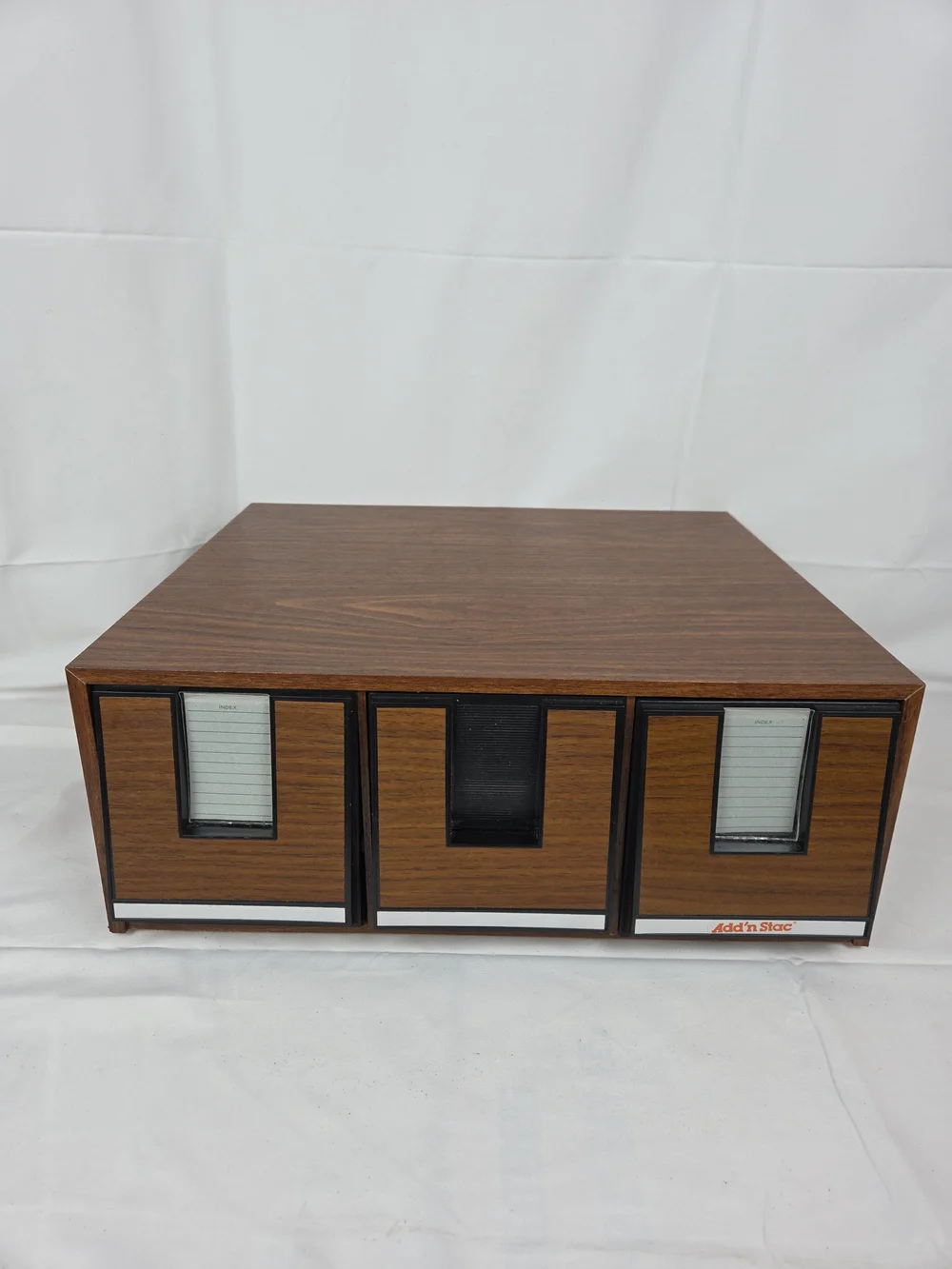 90 Cd's...Vintage 3-Drawer Woodgrain Media Organizer in Brown..